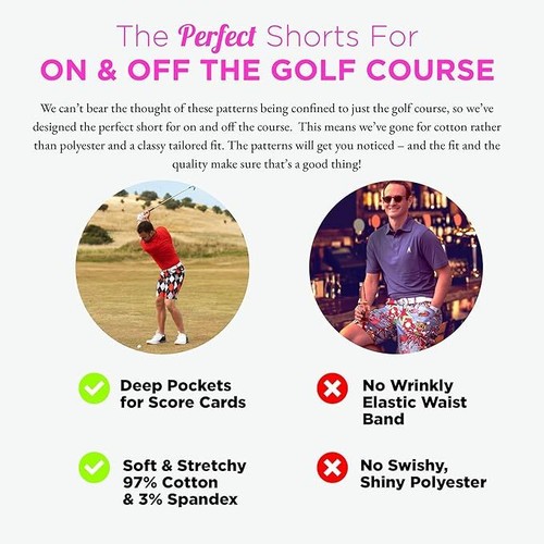 NEW Royal and Awesome Men`s Patriotic Golf Shorts USA Flag American Shorts 30-44 - Picture 7 of 8