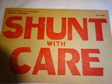 AN ORIGINAL BRITISH RAILWAYS WAGON LABEL, SHUNT WITH CARE, TRANSPORT COMMISSION.