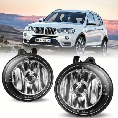 Pair For 2011-2017 BMW X3 Clear Lens Fog Lights Front Bumper Lamps Left+Right