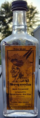 Sequoia Indian Herb Compound Laxative Medicine Bottle Paper Iroquois Label 