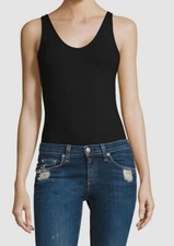  185 ATM Women's Black Ribbed Sleeveless V-Neck Tank One-Piece Bodysuit Size XS
