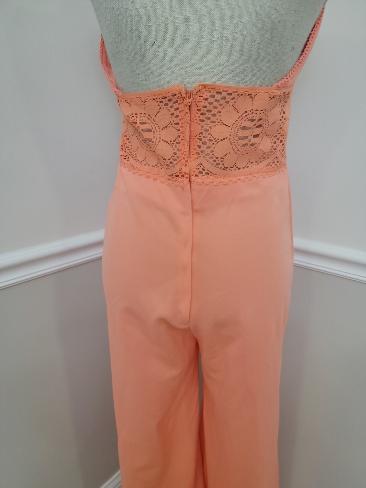 VTG'70s JCPENNEY Halter Jumpsuit Romper Hippie Mod Gogo Deadstock Bell