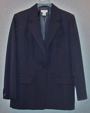 TALBOTS LADIES BLACK 100 WOOL LINED 2 PIECE SKIRT SUIT SIZE 12 NEW