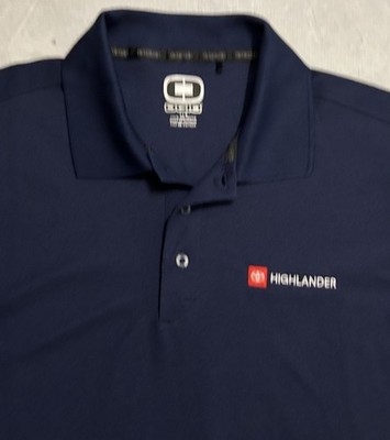 Toyota Highlander Polo Mens L Blue Performance Stretch Shirt