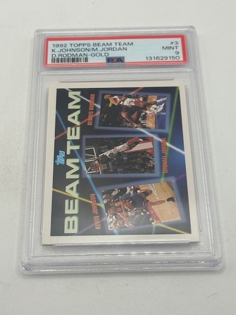 1992 Topps Gold Beam Team #3 PSA 9 Mint Michael Jordan / D. Rodman / K. Johnson