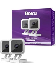 Roku CS1000P25 Smart Home Indoor Camera 2-Pack Wired Security 1080p HD NEW 
