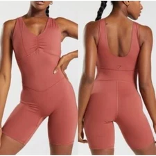 Gymshark Elevate All in One Bodysuit  Jumpsuit Activewear Rose Brown  Sz S NWOT