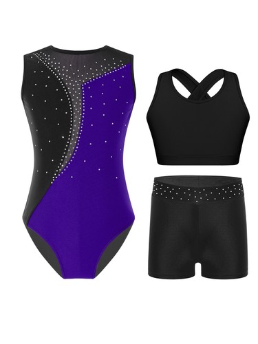 Kids Girls Set Workout Suit Fitness Outfit Athletic Sleeveless Gymnastics Yoga - Picture 18 of 36