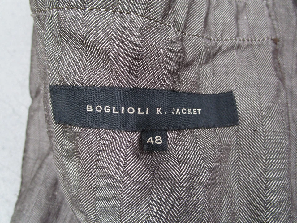 Boglioli K. Jacket Mens 48 EU Brown Silk Linen Unstructured Sport Coat Italy - Image 2 of 4