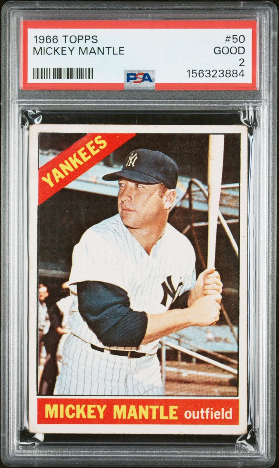 Mickey Mantle 1966 Topps PSA 2 #50 New York Yankees view 1