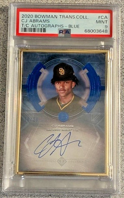 CJ Abrams RC 2020 Bowman Transcendent BLUE /10 ON-CARD AUTO Autograph PSA MINT 9