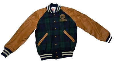 Franklin & Marshall Varsity Jacke mit blau und grün karierter Wolle Größe XS