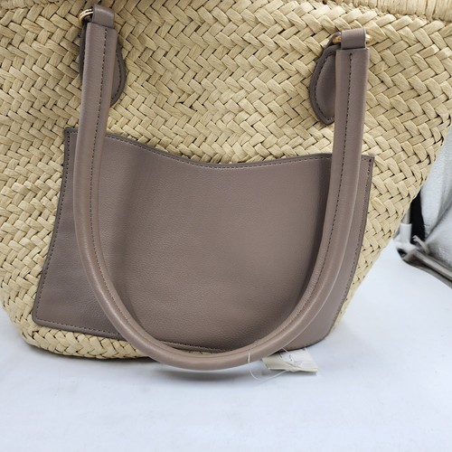 On 34th Isabellaa Straw Medium Drawstring Tote Bag Women's Natural/Brown Tie Top - Picture 9 of 19