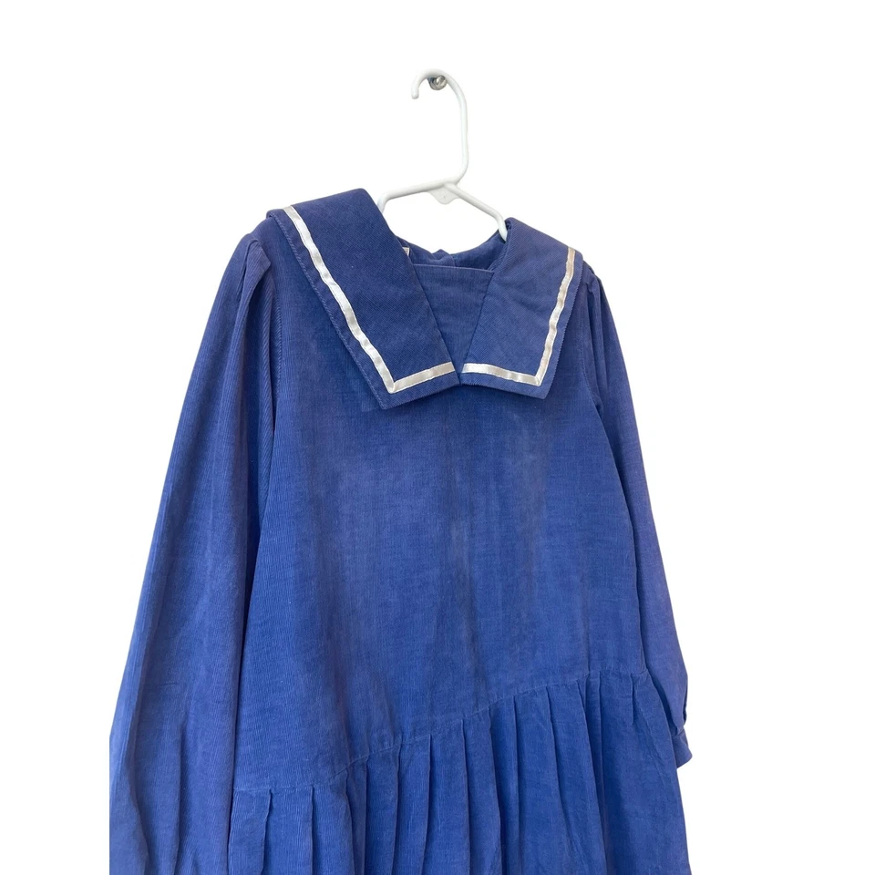 Vestido marinero vintage Laura Ashley madre e hijo 7-8 azul marino pana británico Foto 3 de 4