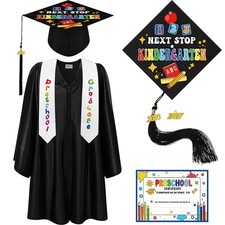 4 PCS Kindergarten Preschool Graduation Cap Gown 2026 Tassel Stole Kids