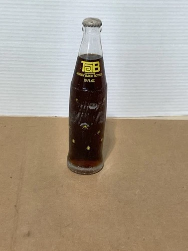 Vintage Tab By Coca-Cola Glass Soda Bottle Yellow Label 10 Fl Oz. Return For Dep