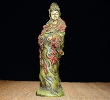 Collected Small Leaf Painted Boxwood Guanyin Ornament