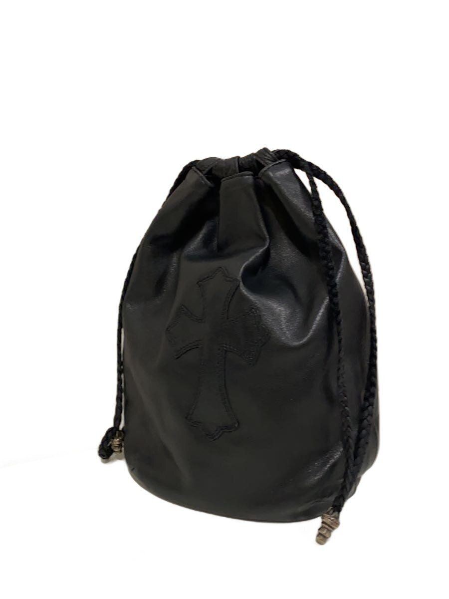 Chrome Hearts Other Drw Strng Sack Crs Patch Drawstring Bag Leather Blk Used thumbnail 2