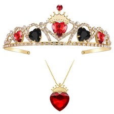 Descendants 4 Queen of Hearts Tiara Jewelry Set - Red Crown with Black Hearts...