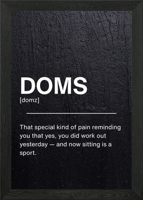 DOMS Workout lustige Definition gerahmtes Wandbild Poster Leinwanddruck Bild