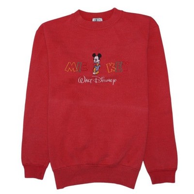 Disney Herren Pullover Sweatshirt rot Mickey Mouse bestickt M