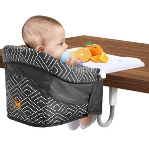 MTWML Hook On High Chair with Tray,Portable Baby High Chair,Stripe-Black,MSRP$49