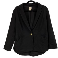 Chicos Black Stretch Single Button Blazer Jacket Womens S Career Casual Gold