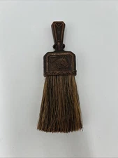 Vintage Antique Horse Hair Brush Clothes Brush Horse Design Wood Handle 7" Long