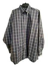 Jos. A Bank Men s Dress Shirt Navy Plaid Size L 100 Cotton