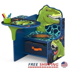 Kids Dinosaur Chair Desk W/ Storage Bin Cup Holder Playtime Crafts Learning New