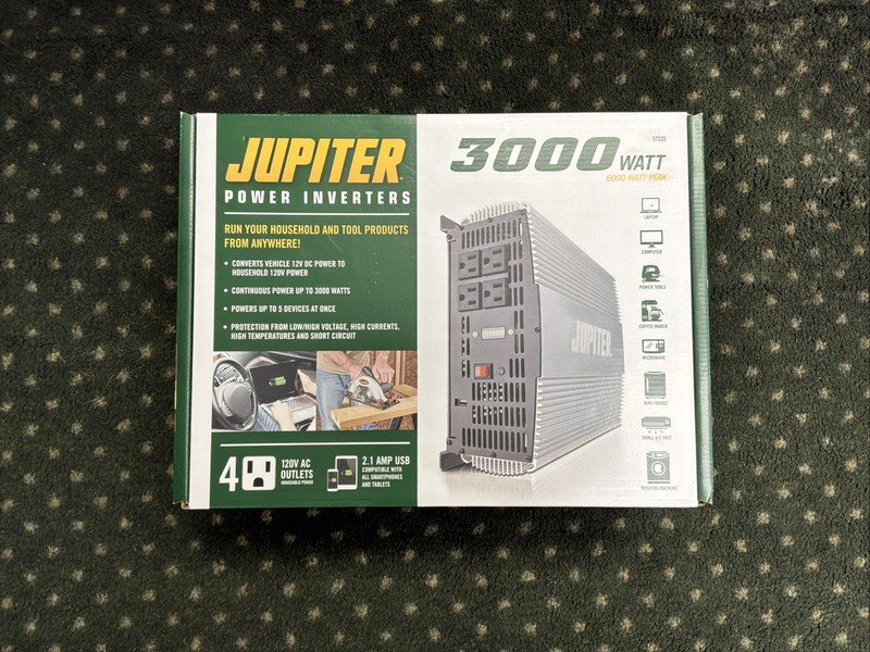 Jupiter Power Inverters 3000 Watt 6000 Watt Peak 57335 (New)
