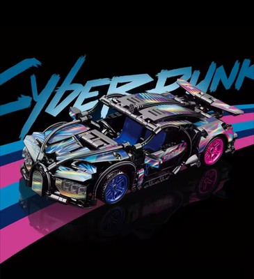 1280 Teile Cyberpunk Sportwagen MOC Bausteine 1:18 Rennmodell 