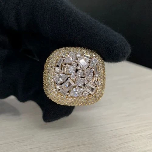 Men's Style 11Ct Simulated Diamond Round Multi Top Ring 14k Yellow Gold Plated - Image 2 of 4