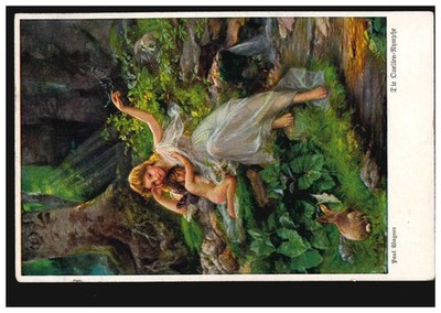 Künstler-AK Paul Wagner: Die Quellen-Nymphe, Münchner Kunst, gelaufen Wien 1917