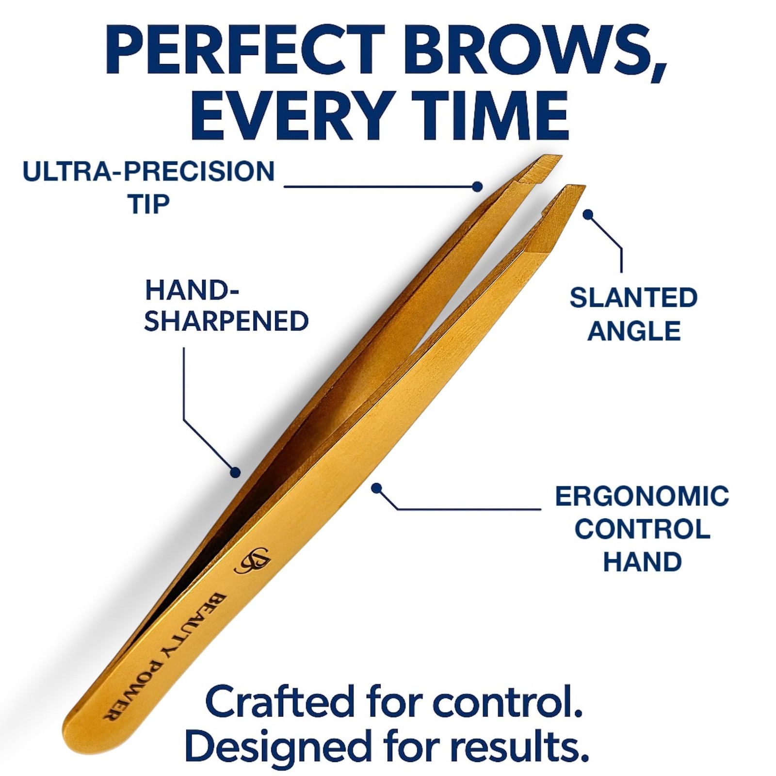 Professional Tweezers in Case - Slant, Durable Lightweight German Stainless S...