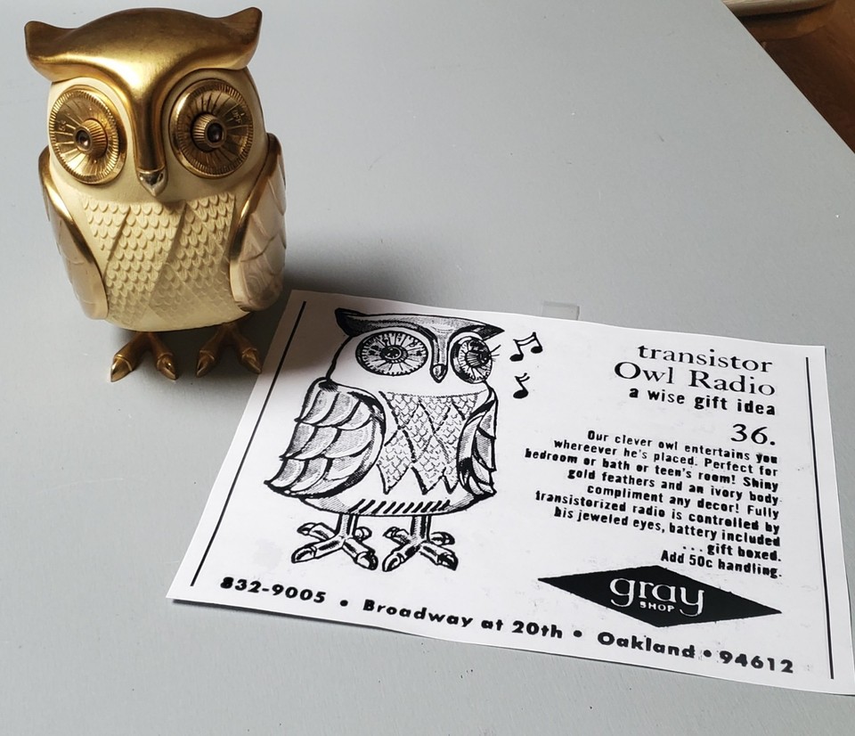 Vtg Midnight Owl "BUBO" AM Transistor Radio Made in Japan 1960s MCM