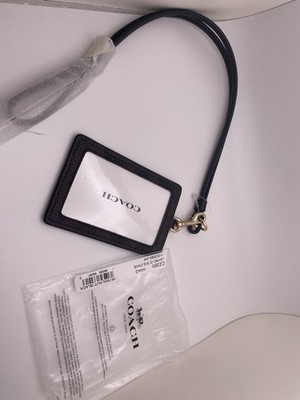 Coach Women's ID Lanyard Signature Canvas Card Case Walnut/Black