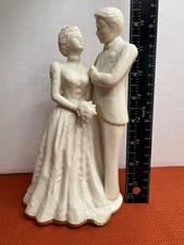Cake topper Lenox sposi ricordo 8,5' promesse di matrimonio bordo oro 24 carati