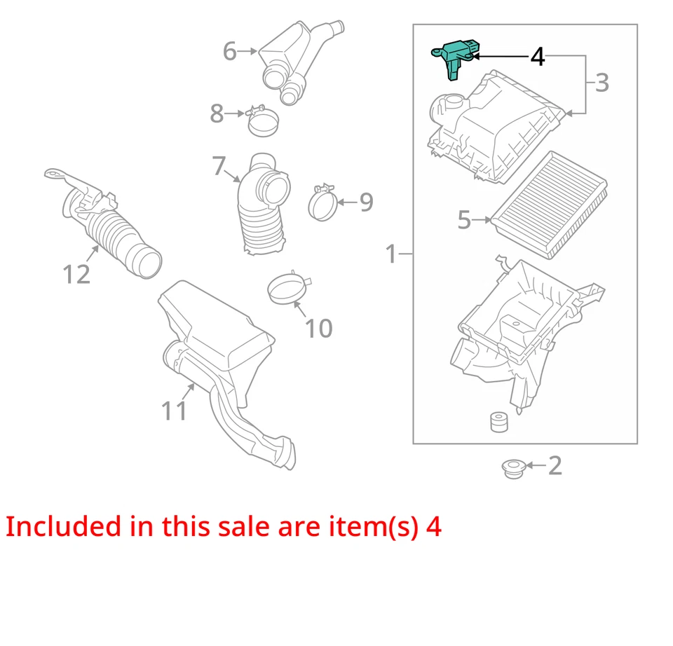 Sensor medidor de flujo de aire masivo Lexus IS250 2014 MAF OEM 127 k millas (LKQ ~ 438189585) Foto 4 de 4