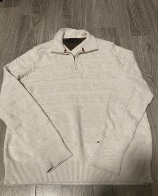 Tommy Hilfiger Wolle Strickpullover Herren Größe XL Weiß