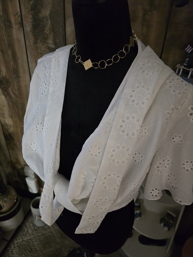 EMERY ROSE Women's White Tie under Bust Bell Sleeves Bottom Size XL Top - Picture 8 of 11