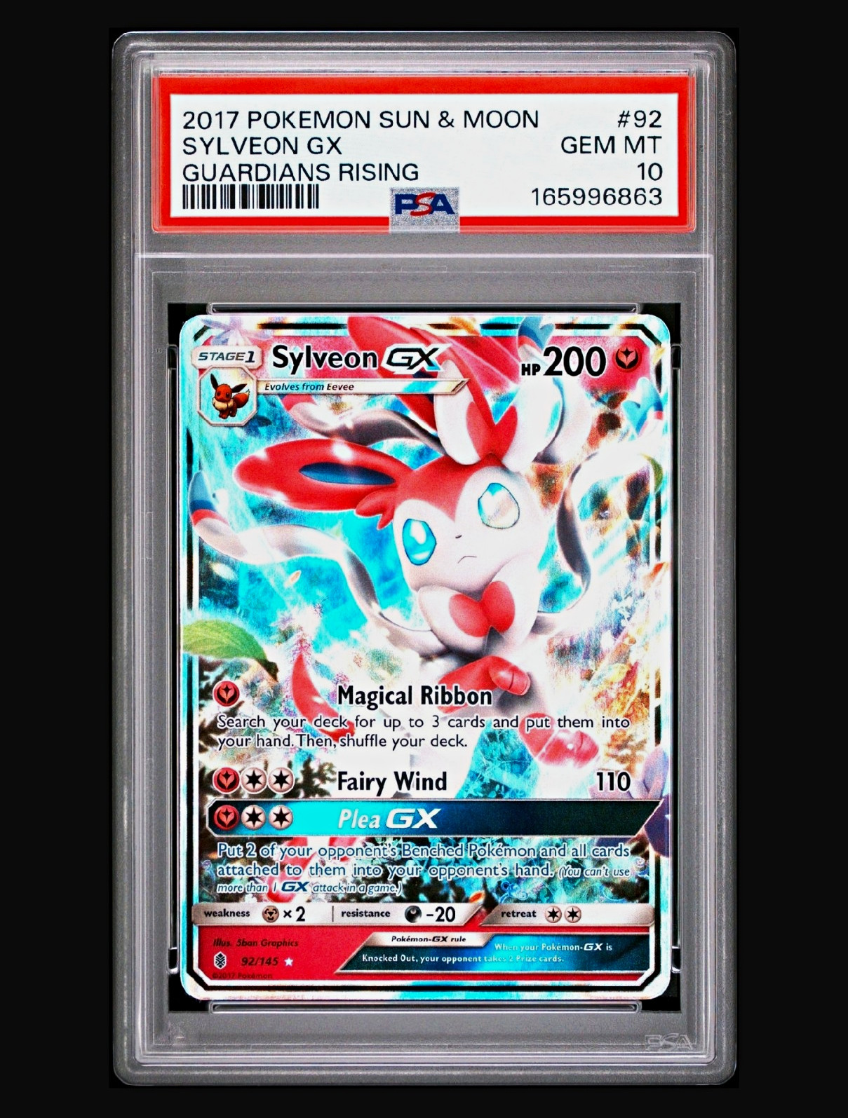Pokemon TCG Sylveon GX 92/145 Guardians Rising Holo English 2017 PSA 10