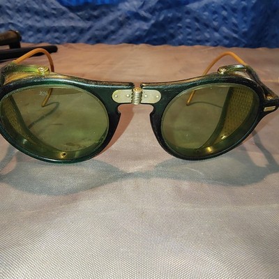 Vintage Willson Green Industrial Folding Sun,Safety/ Riding and Welding Glasses