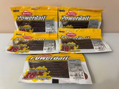 Berkley PowerBait Power Worm 7in Pumpkinseed 13 CT Soft Bait Lot of 5