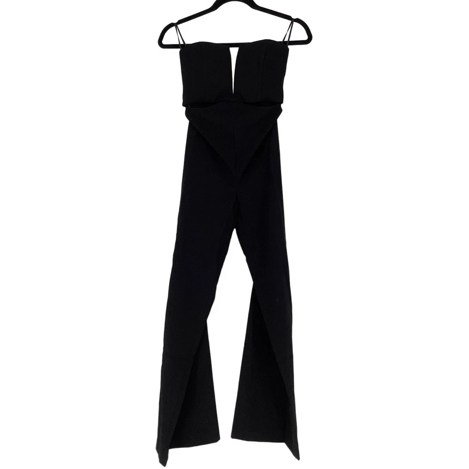 Mono Bardot Talla 2/XS Negro Ambiente Sin Tirantes Corte Cuello en V Pierna Ancha OS17-14 Foto 3 de 4