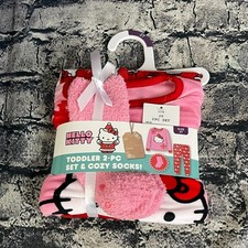 Hello Kitty 2T Toddler Girls' 2pc Snuggly Soft Pajama Set with Socks Pink