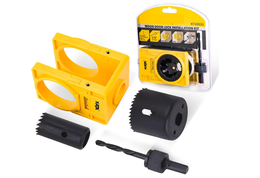Kit Instalación Cerradura Puerta Madera 1-3/8"-1-3/4" Sierra Hole Saw Acero Carb