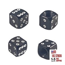 4PCS Dice Style Tire Valve Stem Caps, Universal Aluminum Alloy Dustproof Black