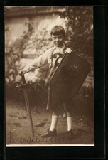 Alexej von Rußland, Spiel als Ritter mit Schwert und Schild, Ansichtskarte 