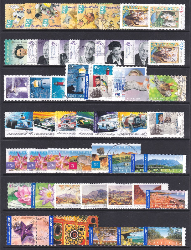 Australia collection of over 50 good used 2001-2002 stamps